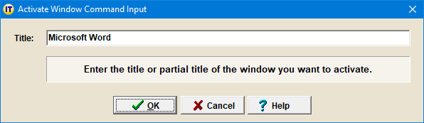Activate Window Command Input