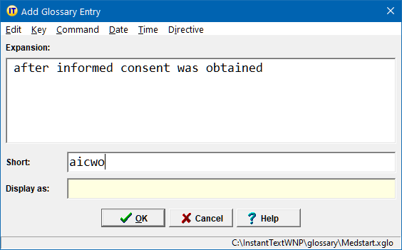 Add Glossary Entry