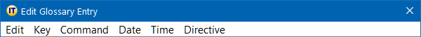 Edit Glossary Entry Menu Bar