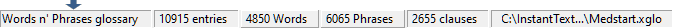 Glossary Viewer Status Bar Panel 1