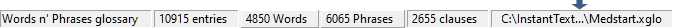 Glossary Viewer Status Bar Panel 6
