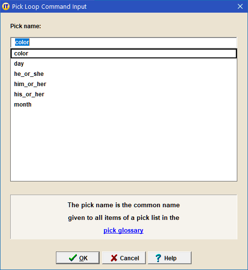 Pick Loop Command Input
