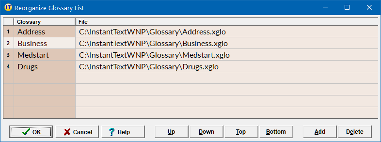 Reorganize Glossary List