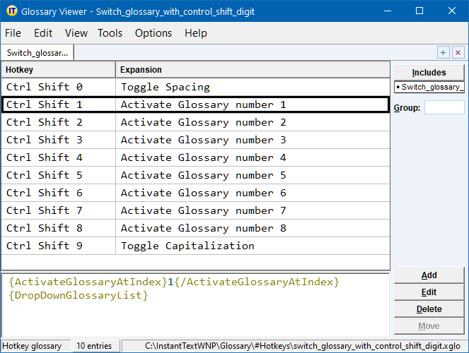 Switch Glossay with Control Digit