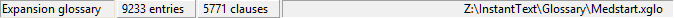 Glossary Viewer Status Bar