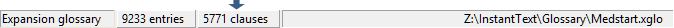 Glossary Viewer Status Bar Panel 3