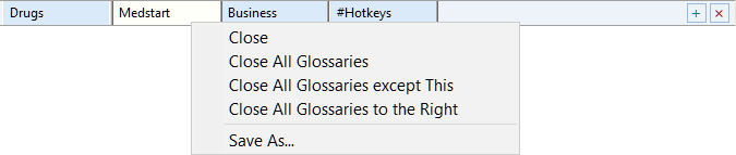 Glossary Viewer Tab Context Menu