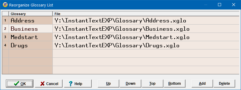 Reorganize Glossary List